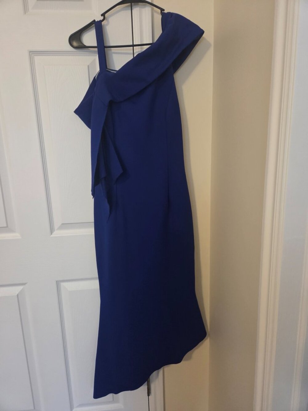 Eliza J Royal Blue One Shoulder Ruffle Midi Dress Size M